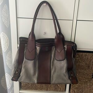 Fossil brown and silver handbag